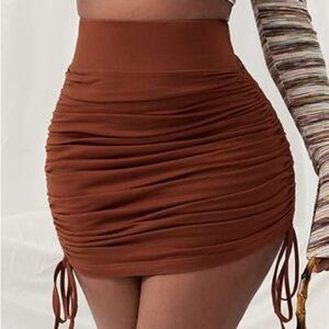 Women’s SHEIN Brown Ruched Mini Skirt